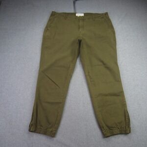 ANTHROPOLOGIE Pants Womens 31P Olive Green Richie Slim Jogger Zipper Ankle Crop